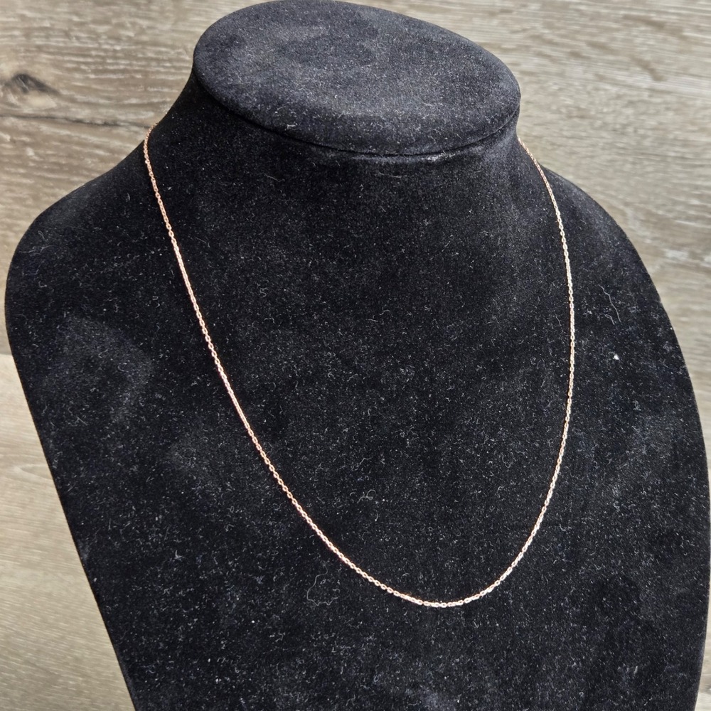 925 Sterling SilverRose Gold Tone Cable Chain Necklace  20" Spring Ring